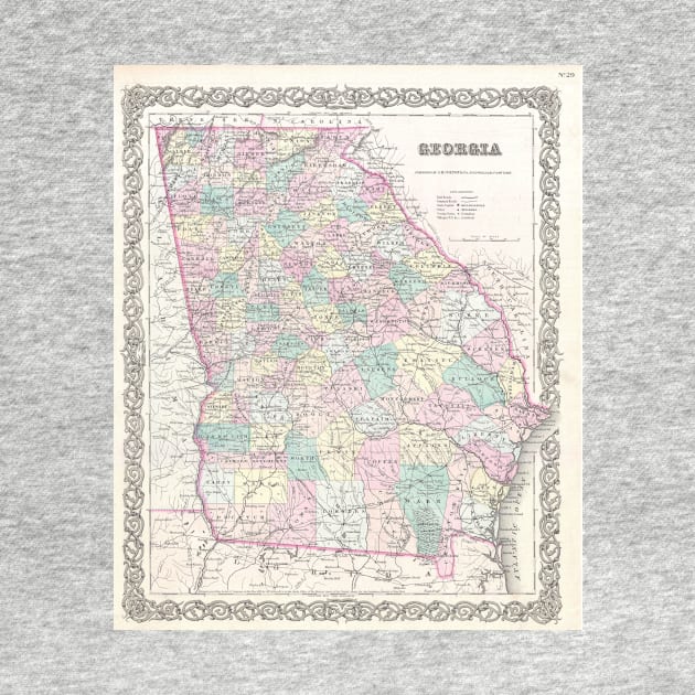 Vintage Map of Georgia (1855) by Bravuramedia